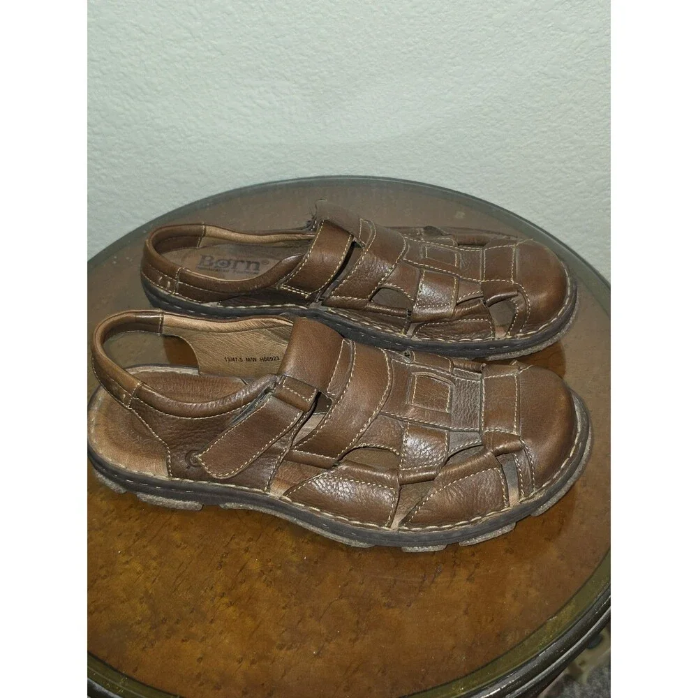 Born Cabot III Fisherman Sandals Shoes Mens Size 13 Brown Leather Adjustable